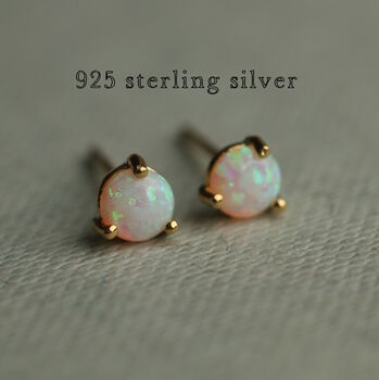 Tiny Opal Stud Earrings, 3 of 7