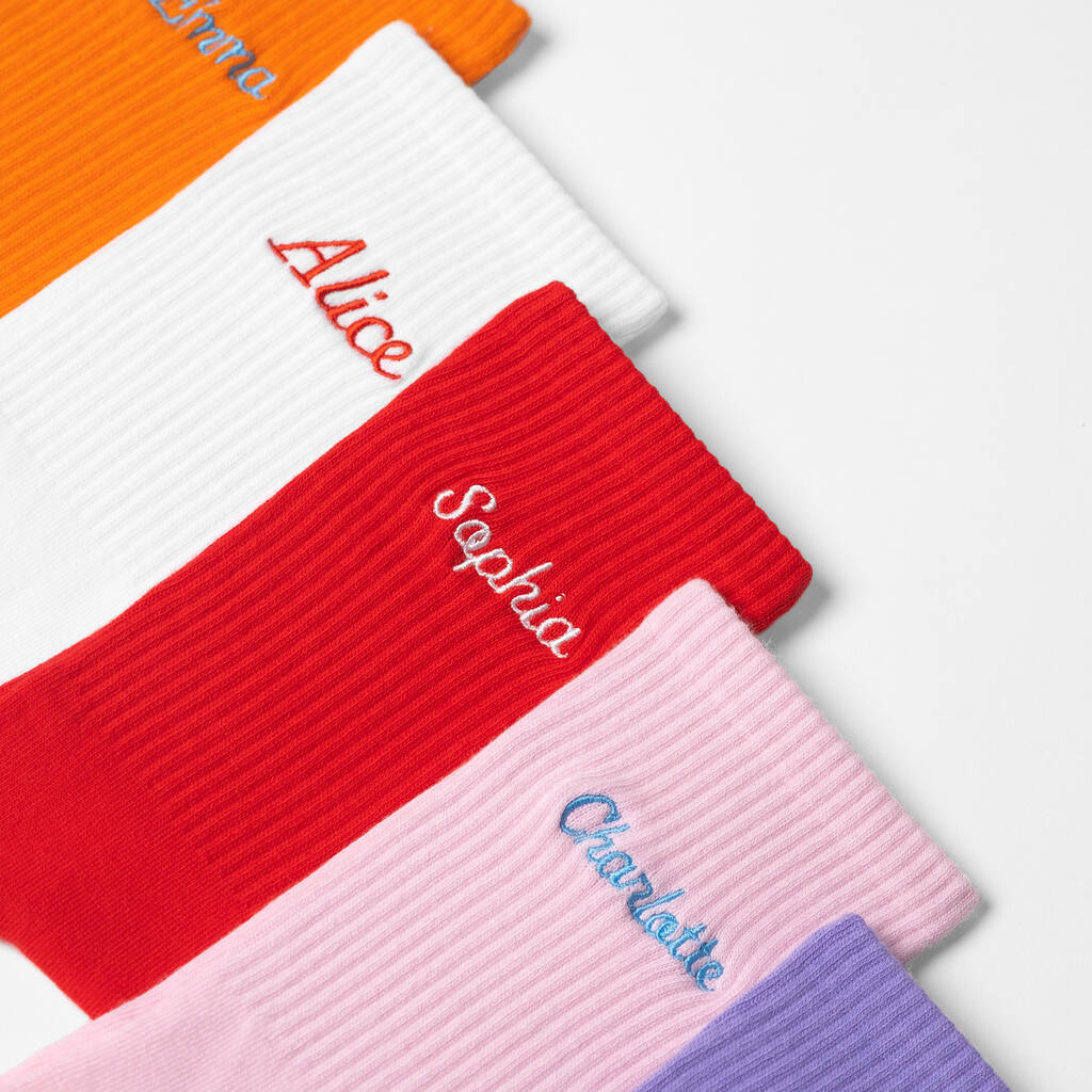Personalised Unisex Socks Custom Embroidered Text By United by Thread
