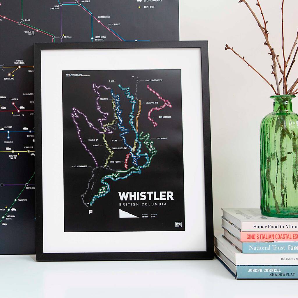Whistler Mountain Bike Route Map Art Print, 1 of 5