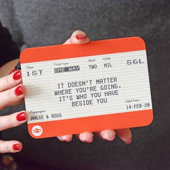 Personalised Train Ticket Valentine's Card, 2 of 3