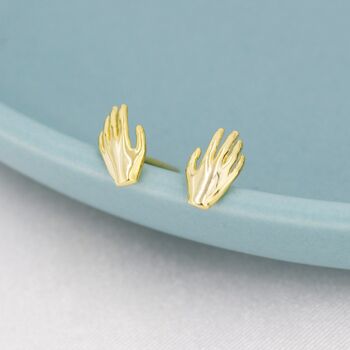 Sterling Silver Pair Of Hand Stud Earrings, 3 of 12