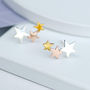 Sterling Silver, Gold And Rose Gold Star Ear Climbers, thumbnail 2 of 6