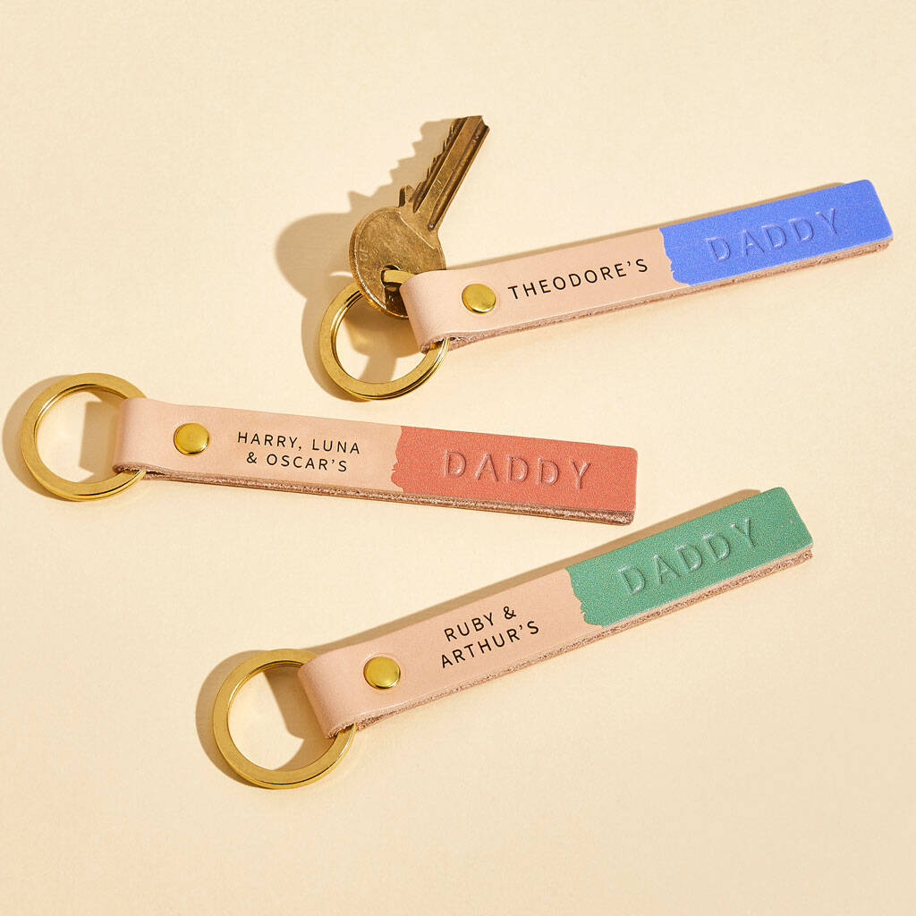 Personalised Leather Daddy Keyring With Names By SBRI