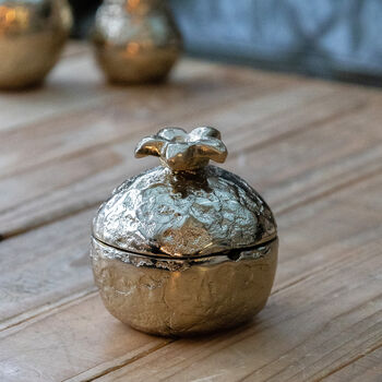 Golden Pomegranate Trinket Dish With Red Enamel, 2 of 3