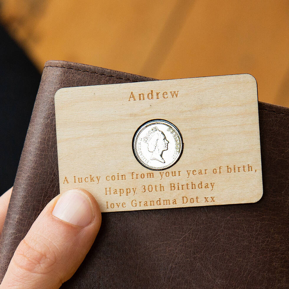 Image of 30th Birthday 1990 Five Pence Personalised Wallet Card