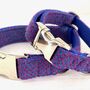 Blueberry Harris Tweed Dog Collar, thumbnail 2 of 3