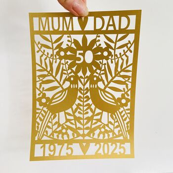Golden Wedding Anniversary Papercut, 4 of 10