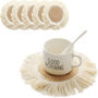Pack Of Six Round Macrame Anti Slip Cup Pad, thumbnail 9 of 12