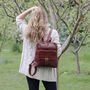 Leather Backpack With Pocket, Brown, thumbnail 1 of 5