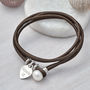 Personalised Silver And Leather Pearl Clasp Bracelet, thumbnail 3 of 12
