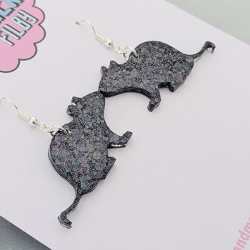 Black Rat Glitter Halloween Resin Earrings, 2 of 4