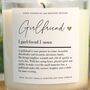Girlfriend Gift Girlfriend Definition Scented Candle, thumbnail 4 of 6
