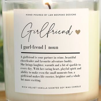 Girlfriend Gift Girlfriend Definition Scented Candle, 4 of 6