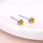 Sterling Silver Citrine Micro Stud Earrings – 3mm, thumbnail 1 of 5