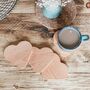 Set Of Four Wooden Love Heart Coasters, thumbnail 1 of 7