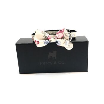 The Disley Pink And Blue Floral Dog Collar Bow Tie, 4 of 7
