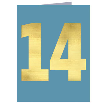 Mini Gold Foiled Number Fourteen Card, 2 of 5