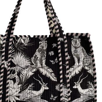 Black And White Tiger Print Cotton Tote Bag, 4 of 4