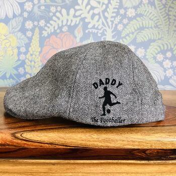 Personalised Dad/Grandad Football Hobby Flat Cap, 4 of 5