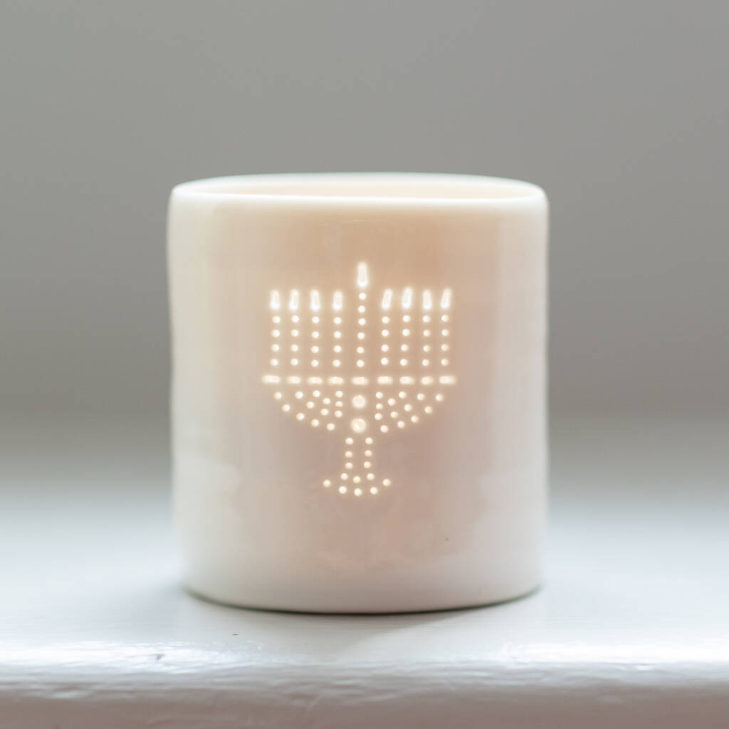 Porcelain Menorah Tea Light By Luna Lighting