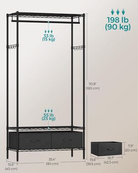 Heavy Duty Garment Rack With Drawers And Hanging Rail, 7 of 8