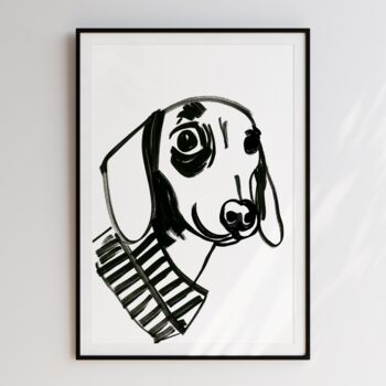 Dachschund Lover Monochrome Dog Print, 3 of 8
