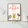 A4 Food And Wine Print Let's Eat Spaghetti And Drink Wine, thumbnail 1 of 5