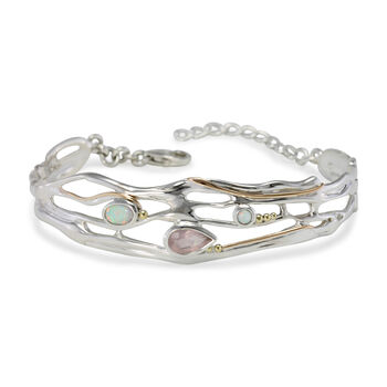 Faceted Rose Quartz And White Opal Adjustable Bracelet, 6 of 8