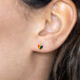 Sterling Silver Rainbow Enamel Heart Stud Earrings, thumbnail 1 of 7