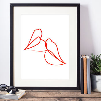 Lip Action Line Drawing Art Print, 2 of 2