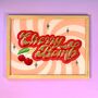 'Cherry Bomb' Reverse Glass Gold Leaf Wall Art Sign, thumbnail 2 of 12