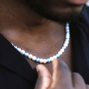Mens Pearl Necklace Baroque Shell Pearl Chain Necklace, 3 of 8