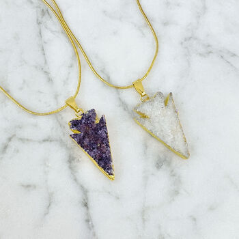 Arrowhead Druzy Necklace – Raw Crystal Healing Jewellery, Gift For Women / Gold Plated, 2 of 4