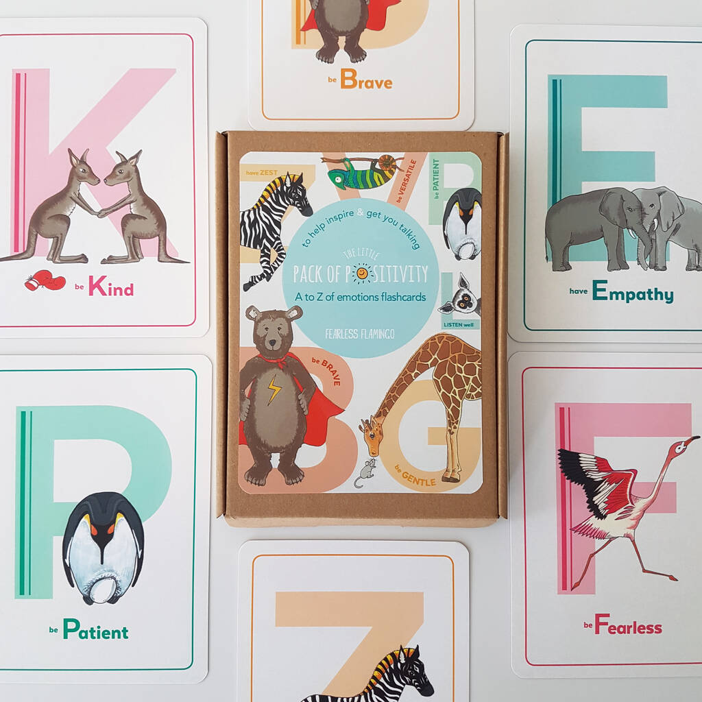 Kids Alphabet Of Positivity Animal Flashcards By Fearless Flamingo |  