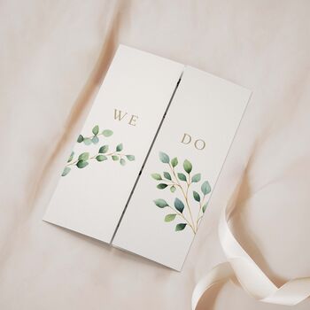 Minimal Eucalyptus Gatefold Wedding Invitations, 2 of 5