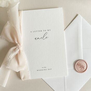 Luxury 'Letter To My Uncle On My Wedding Day' Card, Elegant Calligraphy Design, 5 of 11