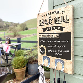 Personalised BBQ Chalkboard Sign With Hooks, 3 of 5