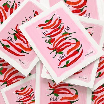 Chilli A4 Art Print And Chilli Earrings Gift Set, 3 of 9