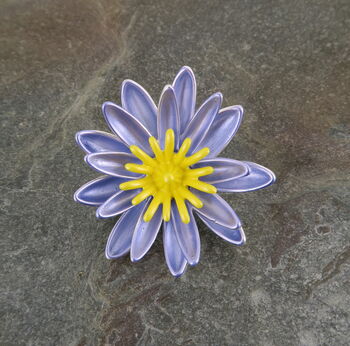 Water Lily Blue Flower Brooch, 3 of 4