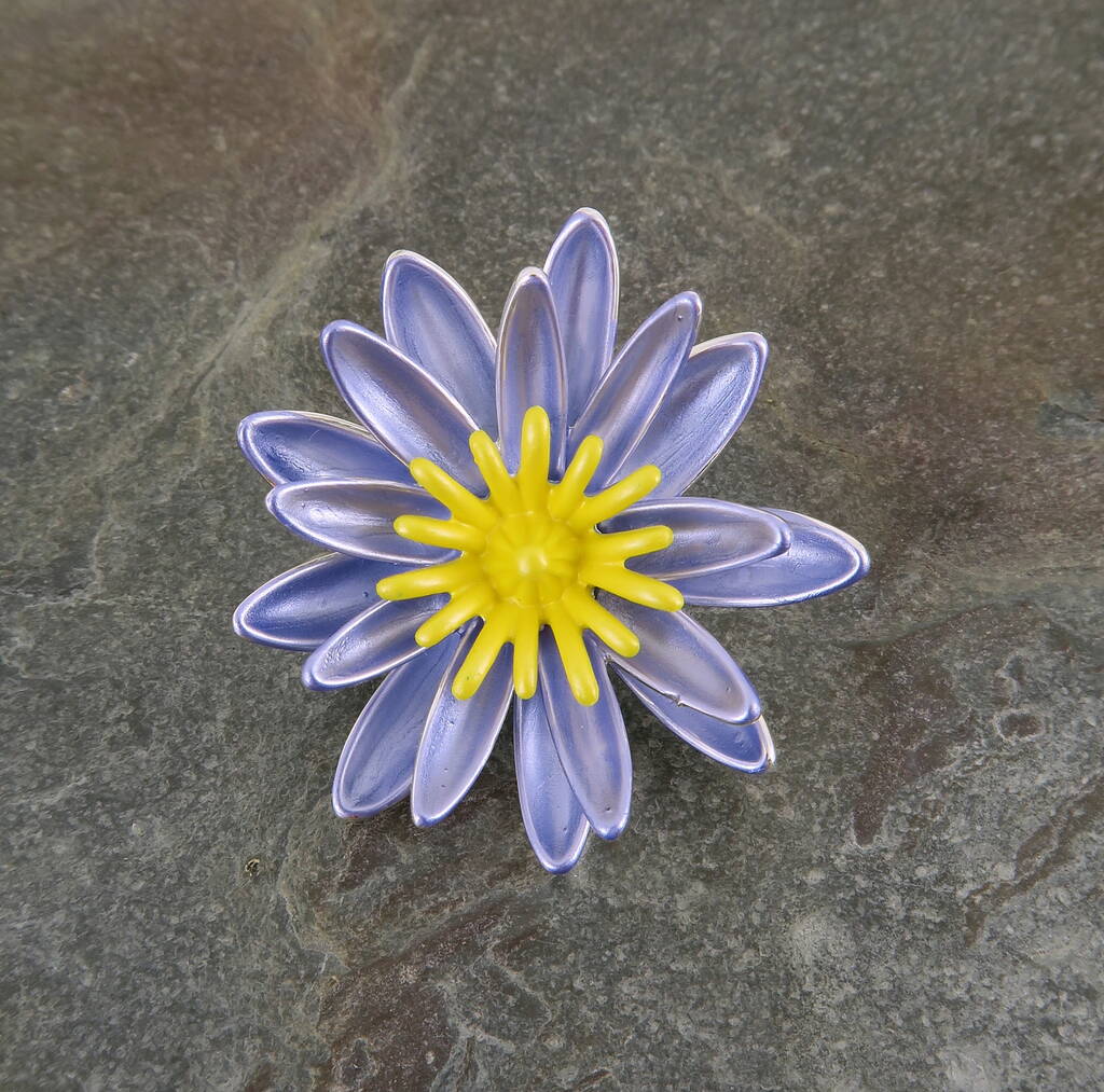 Water Lily Blue Flower Brooch, 1 of 3