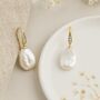 9ct Gold Keshi Pearl And Diamond Drop Earrings – 23mm, thumbnail 2 of 5