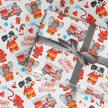Fireman Birthday Wrapping Paper Roll Or Folded, 2 of 3