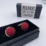 Irish Linen Cufflinks Cherry Red, thumbnail 2 of 3