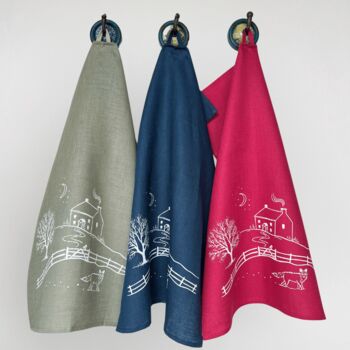 Winter Fox Linen Tea Towel, 6 of 7