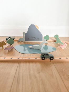 Personalised Wooden Dinosaur World Car Train Set, 10 of 10