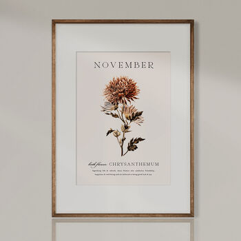 Birth Flower Wall Print 'Chrysanthemum' For November, 6 of 9