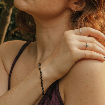 Gold Plated Mini Black Obsidian Crystal Cut Bracelet, 4 of 5