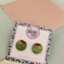 Mediterranean Olive Resin Stud Earrings, thumbnail 2 of 2