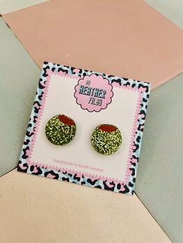 Mediterranean Olive Resin Stud Earrings, 2 of 2