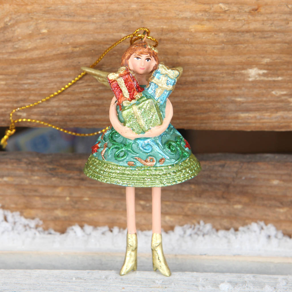 Christmas Angel With Gifts Tree Decoration, Two Designs By Red Berry
